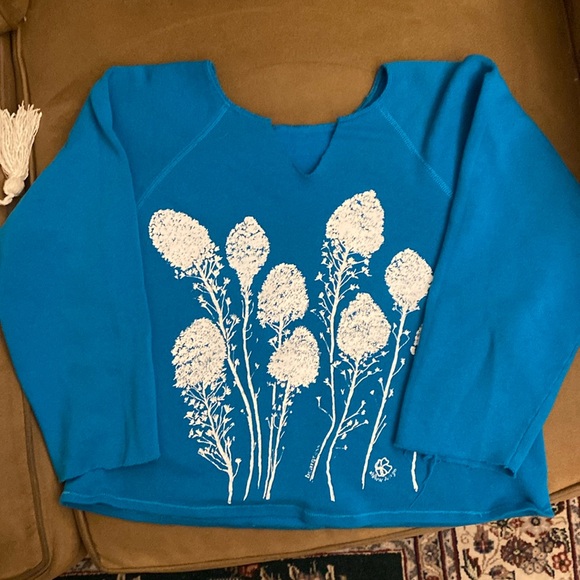 Vintage Tops - 80s/90s Vintage Cropped Soft Teal Sweatshirt Beargrass WildRose Designs S/M
